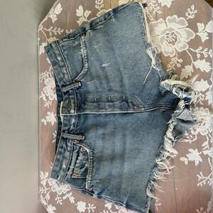 GRLFRND Cindy High Rise Cut Off Denim Shorts Love Grows Distressed Size 26